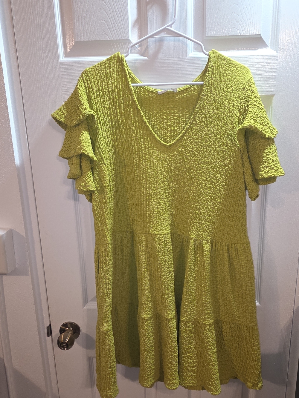 TIMING Ruffle Sleeve Mini Dress in Green Size XL Like New